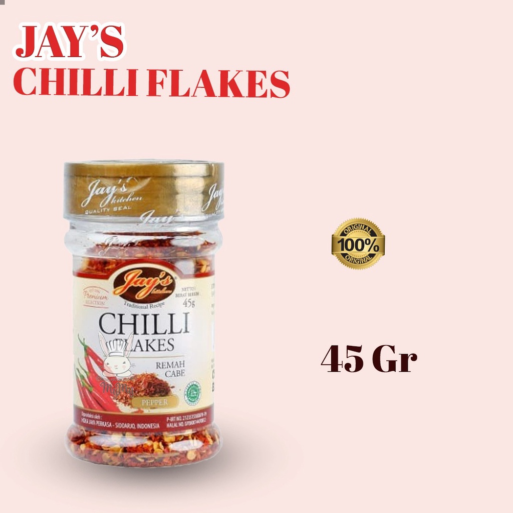 

Jay's Chilli Flakes / Jays Remah Cabe/ Jay Remah Cabai - 45 gr