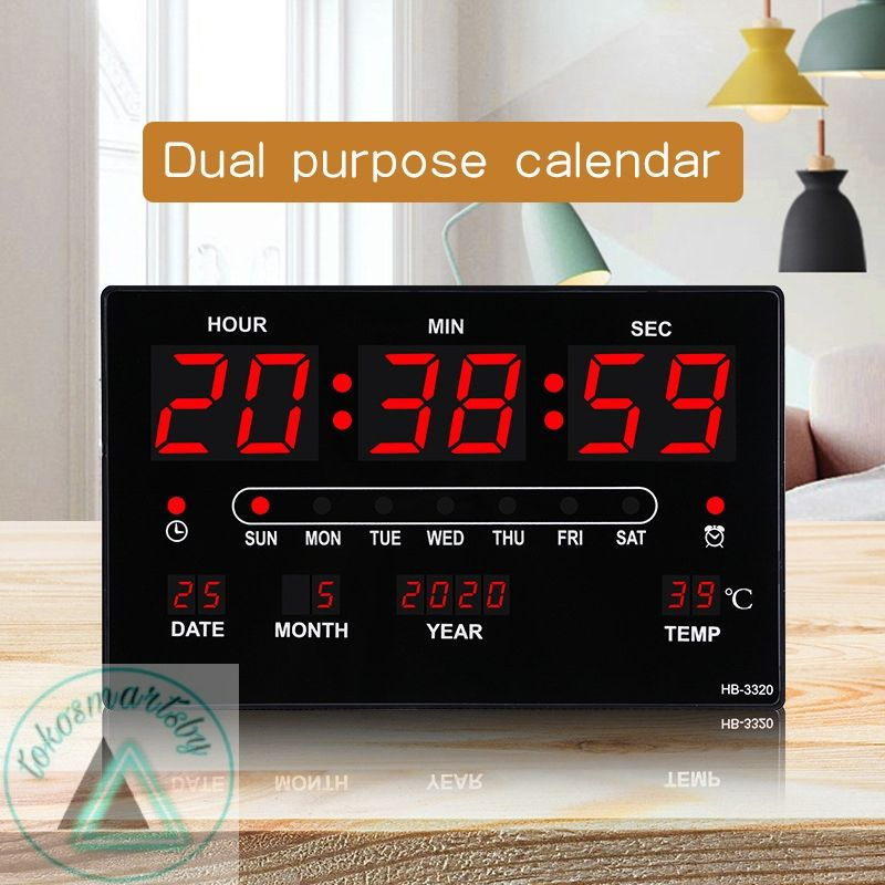 Jam Digital Dinding Dan Meja LED Clock Merah/Hijau/Biru JH 3222