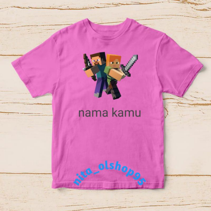 baju anak minecraft bisa pake nama / kaos anak promo