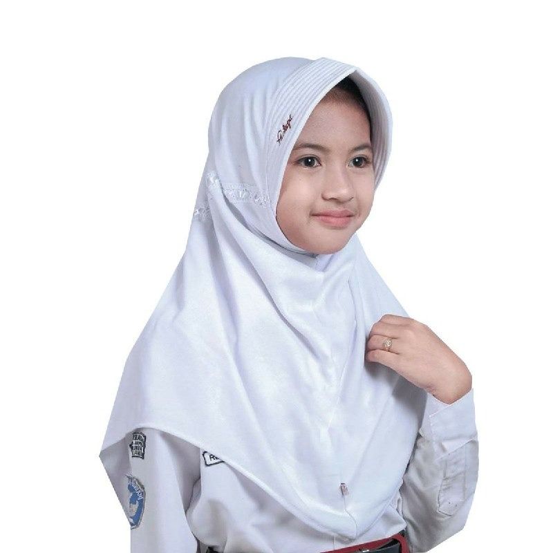 Bergo Sherina SD Putih Polos by Fanisya Hijab