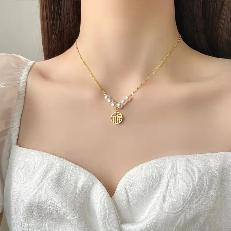 (Hello Girl)X37 Fashion Kalung Wanita Chinese Karakter Import