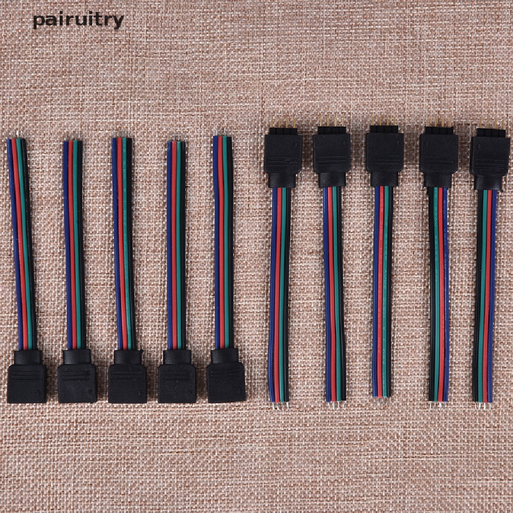 Prt 10Pcs Kabel Konektor 4 Pin Male + Female Untuk Lampu Strip LED 3528 5050 PRT