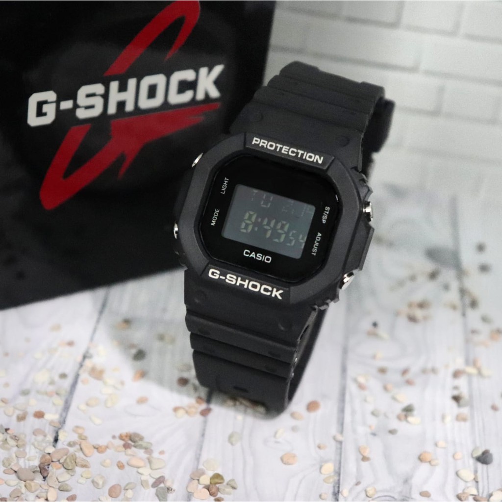 JAM TANGAN PRIA G-SHOCK CASIO DW 5600 FULL BLACK  HITAM MERAH HITAM PUTIH