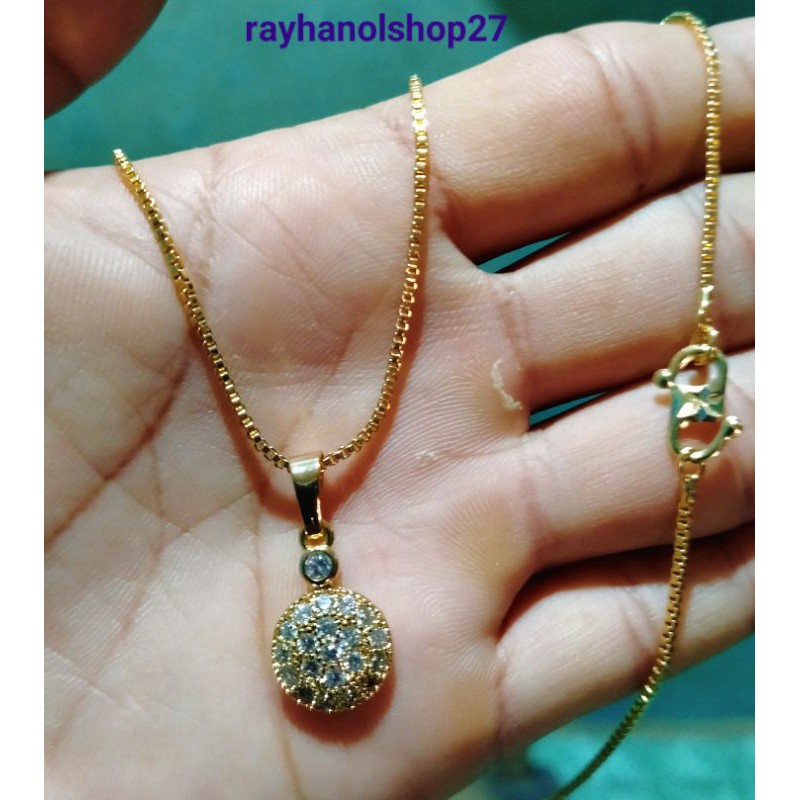 Perhiasan wanita Kalung liontin Full permata Lapis Emas gold motif pilihan RO-27