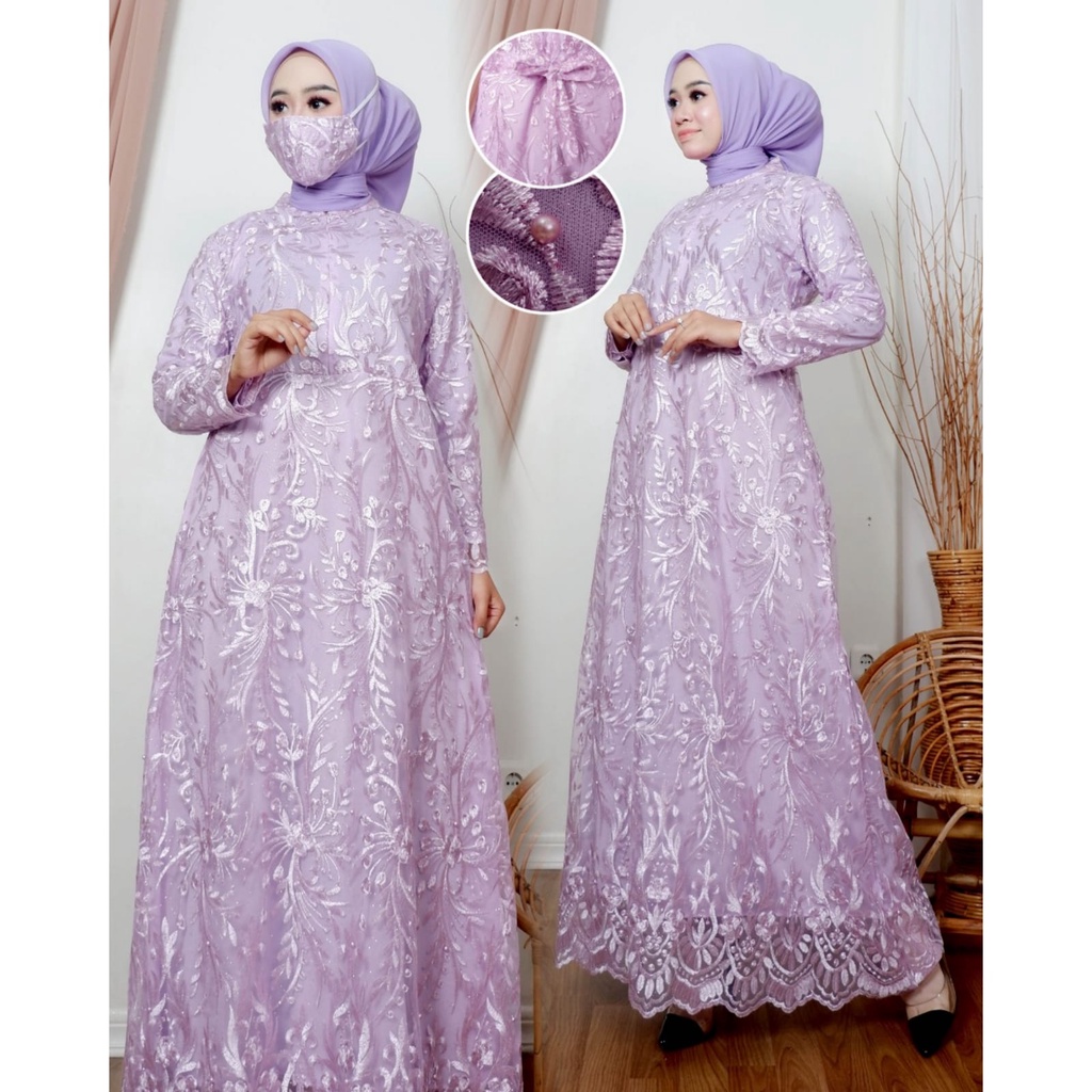 Permata Olshop / Kebaya Gamis Busui Zaya 2 / Baju Gamis Pesta Mewah / Kebaya Kondangan