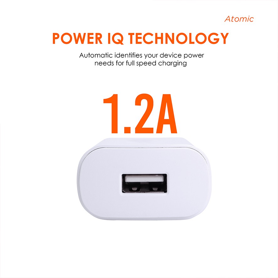 Charger Jete Atomic Single Usb 1.2A With Power IQ