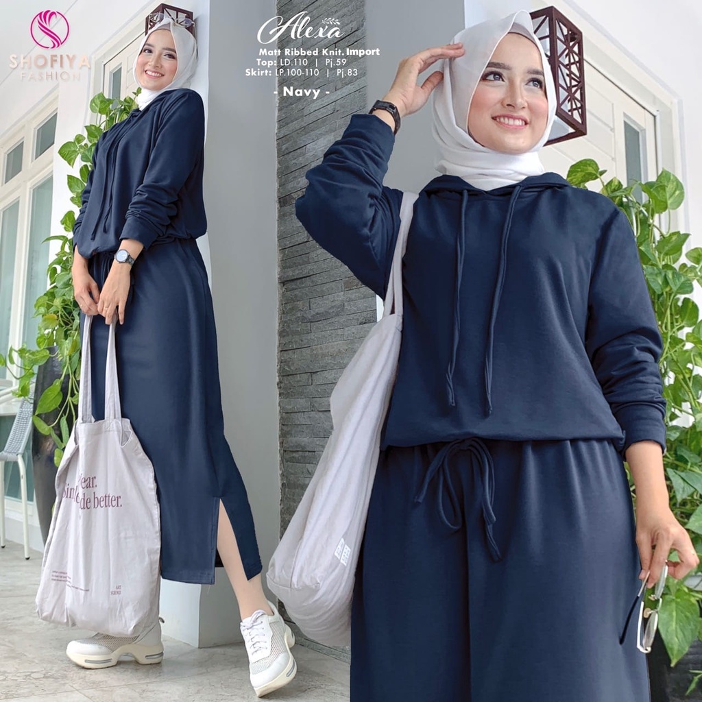 [New] Gamis Dress Fashion Muslim // Alexa Set 2in1 Atasan + Rok //Pakaian Olah Raga Wanita by Shofiy