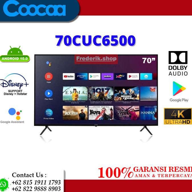 Coocaa 70CUC6500 Android 10 Smart TV 4K UHD LED TV 70 Inch CUC6500 Termurah