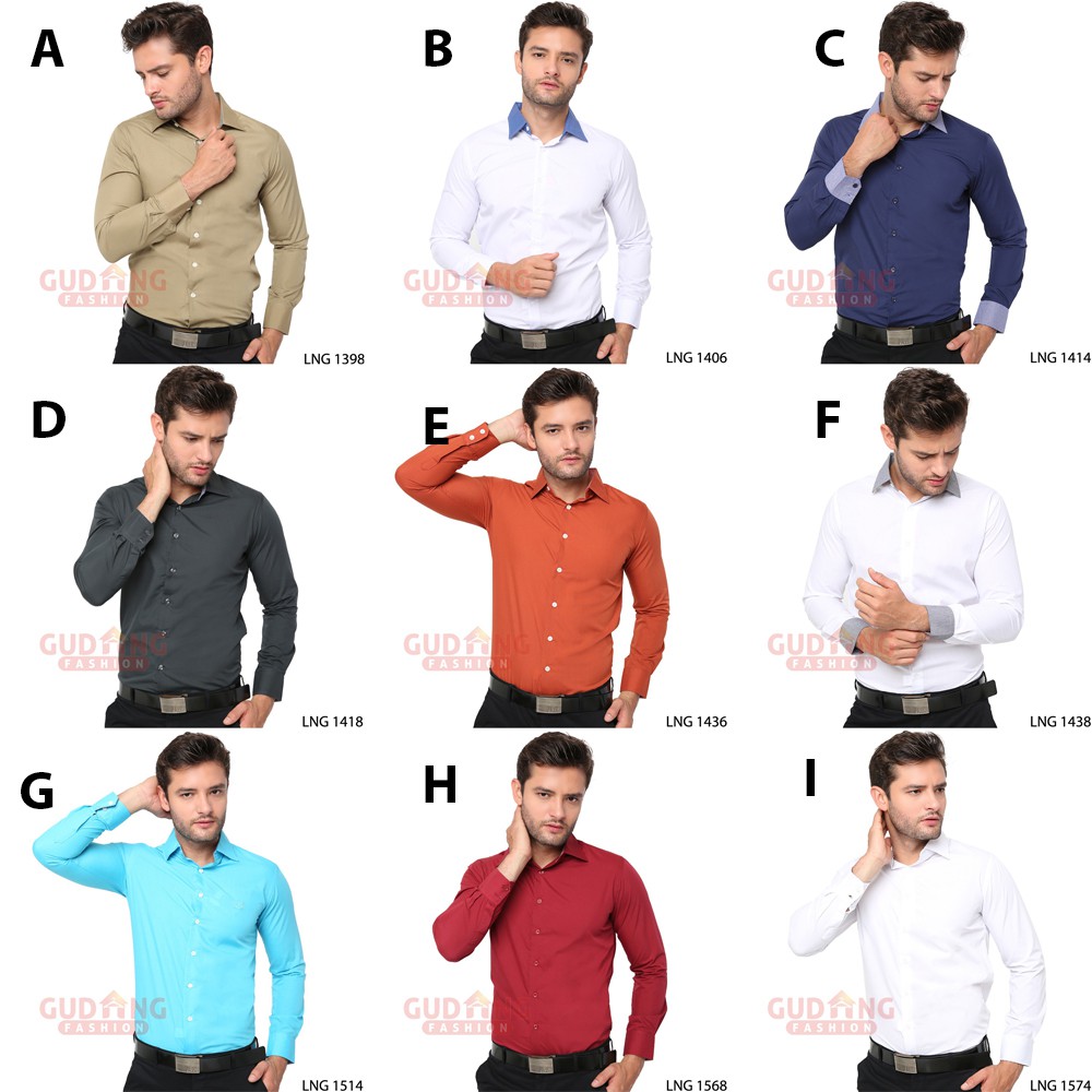 Kemeja Formal Pria Slim Fit Simple Elegant - Banyak Pilihan Warna LNG (COMB)