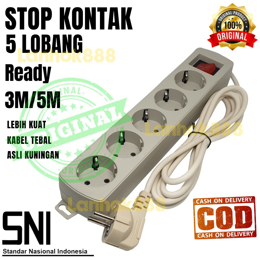 STOPKONTAK KABEL 5 LUBANG 3METER / STOPKONTAK KABEL SAKLAR 5LOBANG 3M / SNI