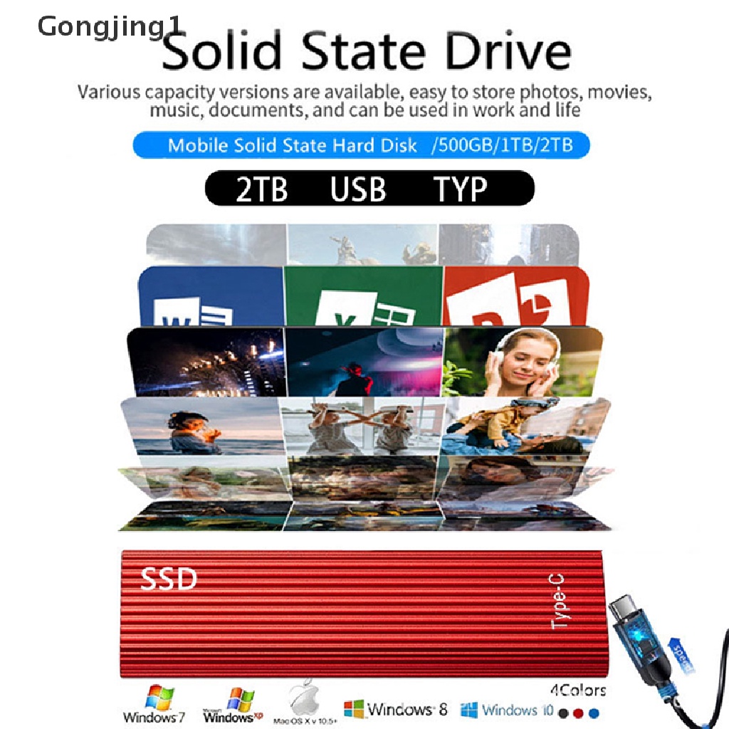 Gongjing1 Hardisk Eksternal Ssd 1tb 2tb 4tb 8tb 3.1 Tipe C