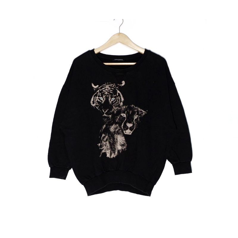 Codes Combine Tiger Black Oversized Crewneck