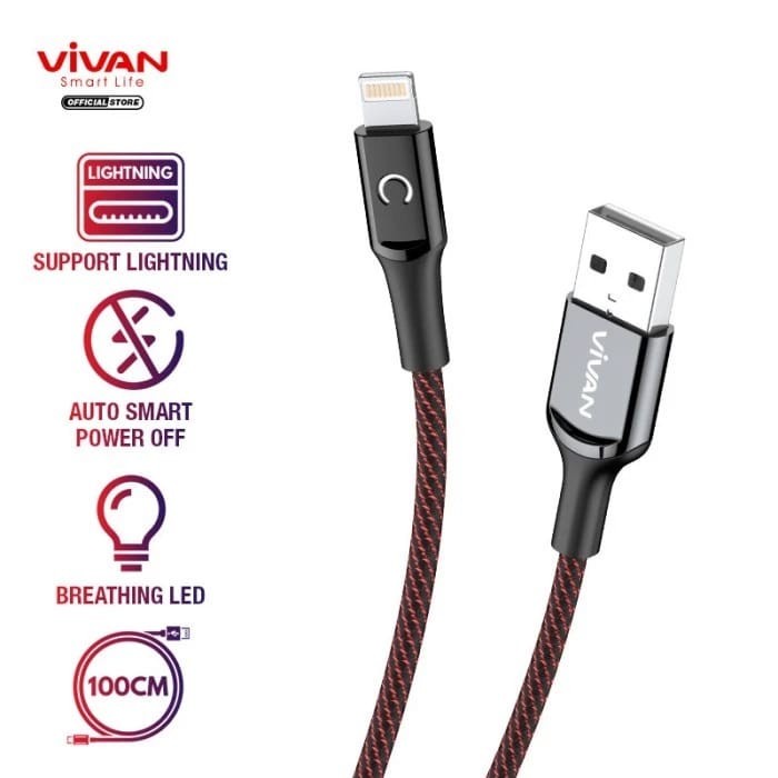 KABEL USB VIVAN VZL100 LIGHTNING 1M 2.4A