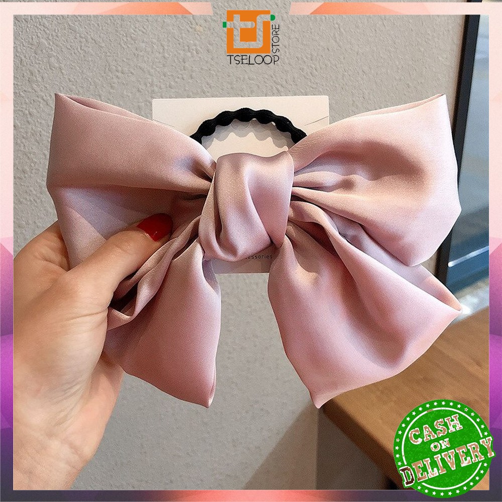 OFM-C160 Ikat Rambut Pita Besar Kuncir Rambut Hairband Aksesoris Wanita Kunciran Rambut Korea Style-PITA PINK MUDA