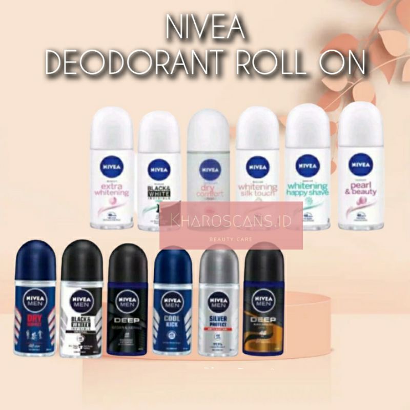 NIVEA Deodorant Female and Men Roll On 25ml ~ 50ml || Extra Whitening | Pearl and Beauty | Black And