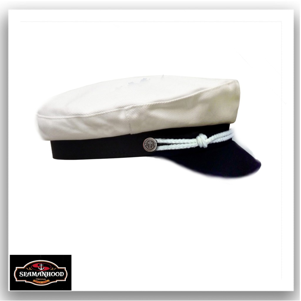 Original Fiddler Hat Topi Fisherman - Topi Kapten Pelaut - Sailor Cap - Topi Pet Cotton Twill White