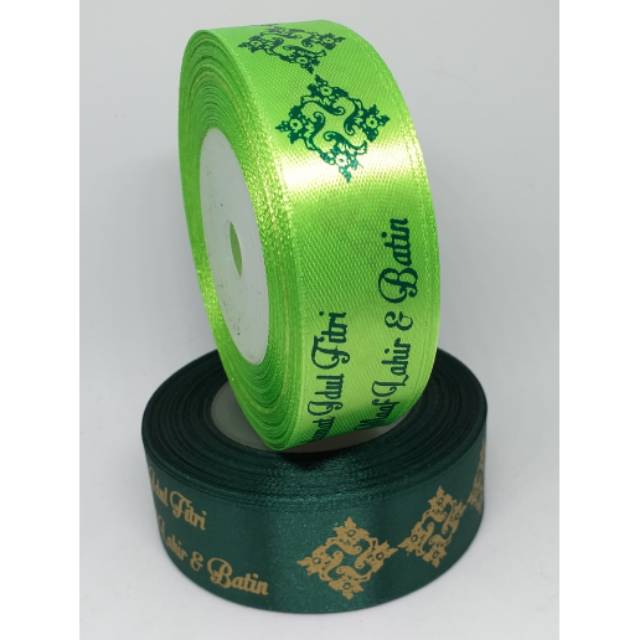 

Label pita satin sablon 2.5 cm, pita hias untuk parcel lebaran