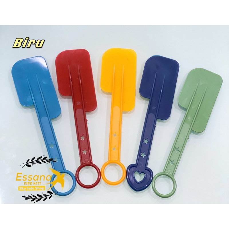 Gelas Minum Plastik _Piring Makan Bulat Plastik _Mangkok Makan Bulat Bakso Plastik_Sendok Makan Plastik_Terlaris Termurah Berkualitas ( 1pcs ) claris-Sendok cabe biru