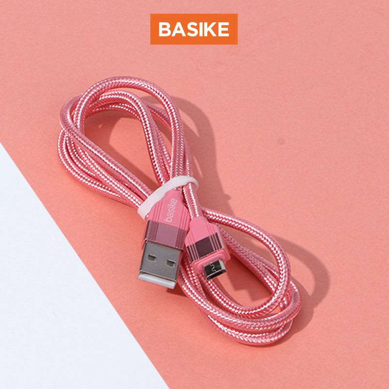 BASIKE Kabel Data Fast charging Micro USB cable for Android phone Tangle-free Docking Nylon 100CM xiaomi Samsung Oppo Vivo hp murah Realme Redmi infinix Ipad Gadgets-7