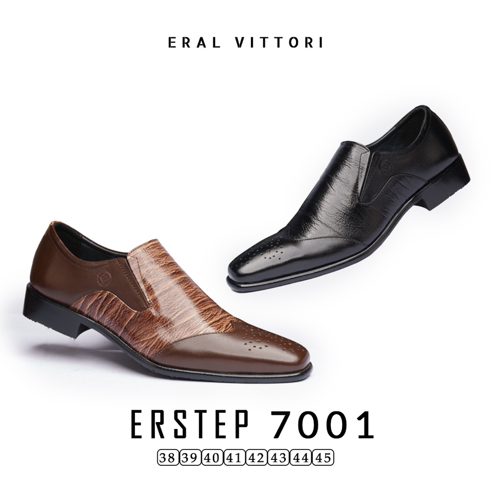 Eral Vittori - Erstep 7001 Sepatu Pantofel Formal Pria Kulit Asli Coklat