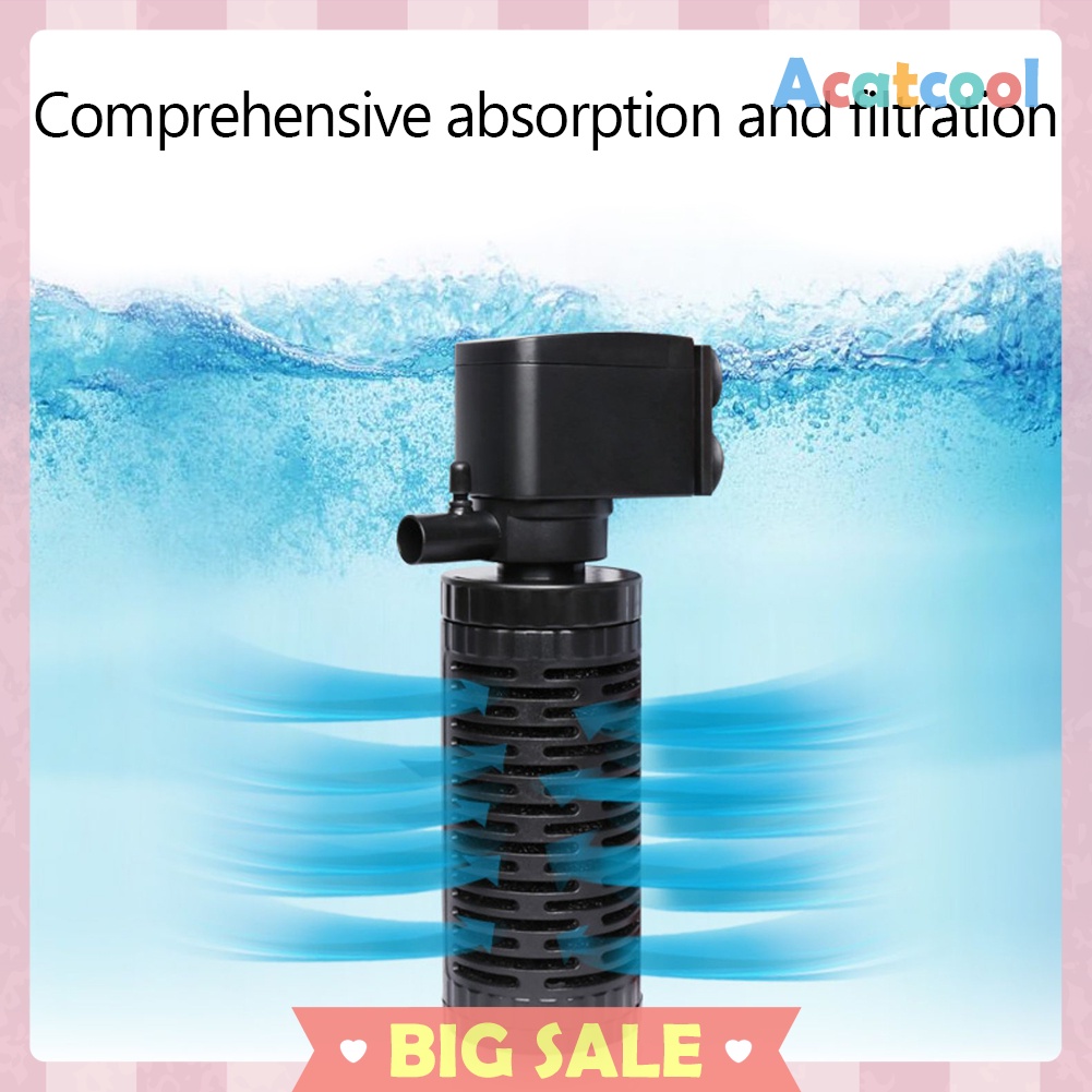 Aquarium Oxygen Filter 3 in 1 Submersible Fish Tank Silent Aeration Pump