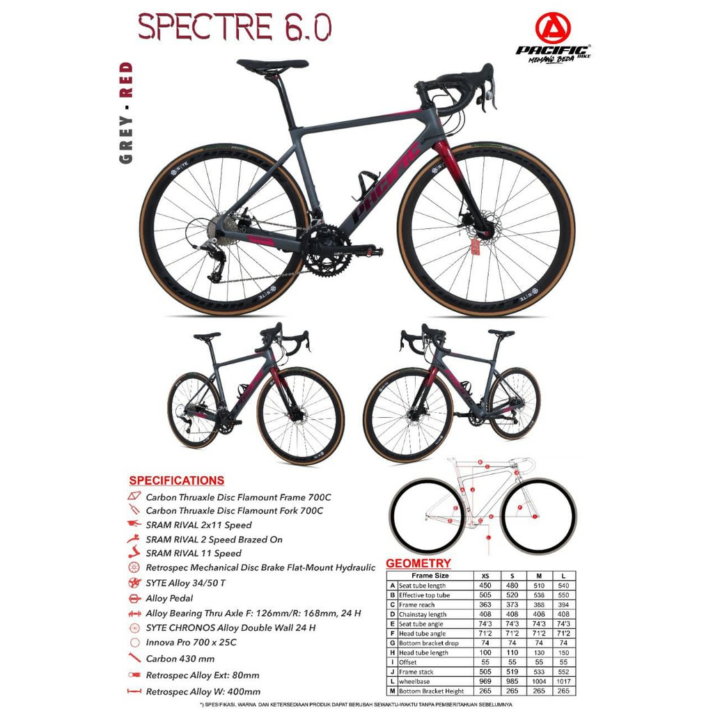 SEPEDA BALAP/ROAD BIKE 700C 48 - 51 SPECTRE 6.0 CARBON PACIFIC
