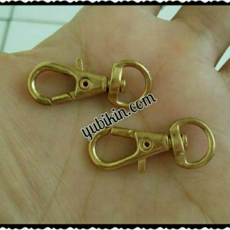 1 Piece Cantelan/Kaitan Tas/Kunci Besi 12x31mm Emas Kuning