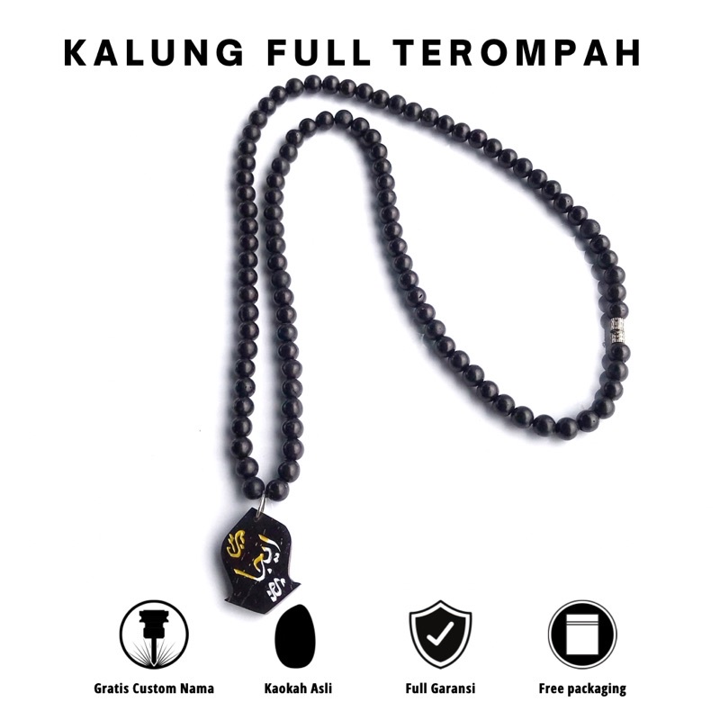 Kalung Nama Pria Wanita Custom Terompah Ukir Full Butir Kaokah Koka Asli kaukah Kokka Kaoka