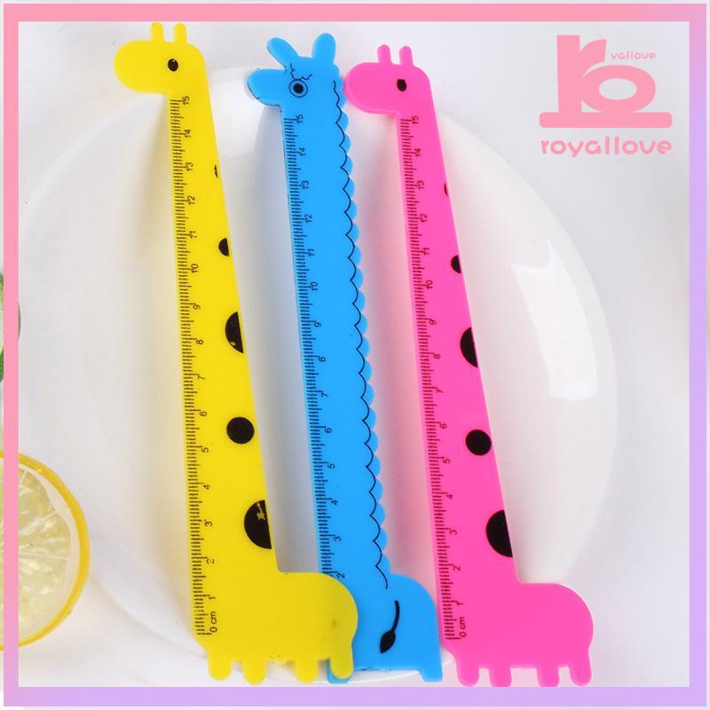 

COD✨15 cm Skala Anak Mahasiswa Lucu Kartun Hewan Jerapah Plastik Lurus Penggaris-love