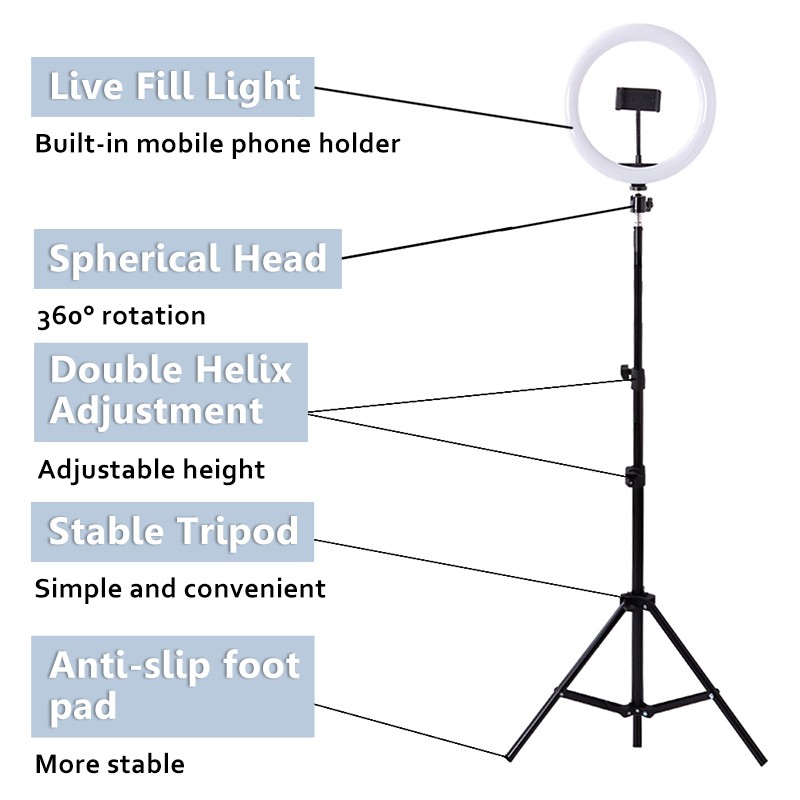 Perfin RING LIGHT LED 26CM Lampu Tiktok Live Untuk Foto Studio Lampu Ringlight Tripod 1.2m