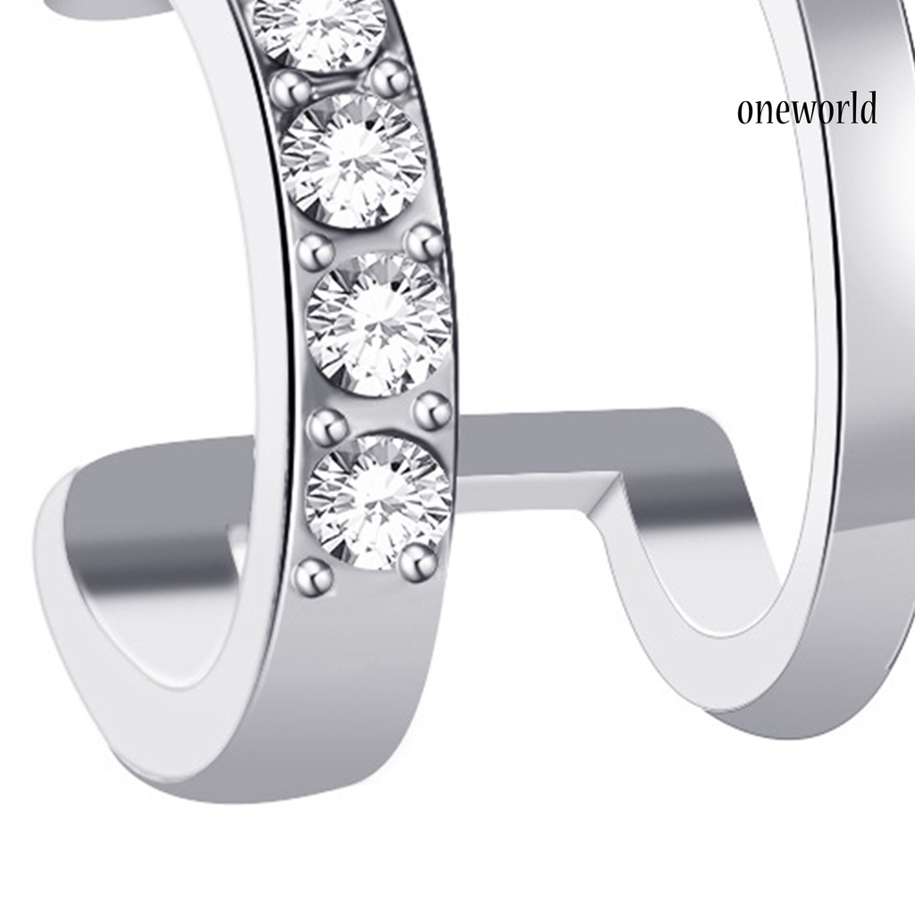 OW# 1Pc Exquisite Double U-shaped No Piercing Rhinestone Ear Cuff Ear Clip Jewelry Accessory