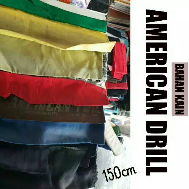 (ROLL) BAHAN KAIN AMERICAN DRILL LEBAR 1.5M MURAH / BAHAN KAIN DRILL POLYESTER (YARD)