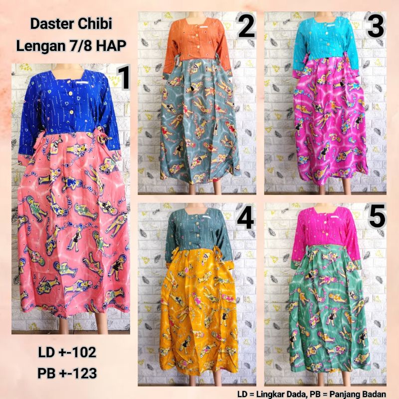 DASTER CHIBI LENGAN 7/8 PASTEL HAP DASTER MODERN KEKINIAN BUSUI FRIENDLY BU TEJO KPK + LSER