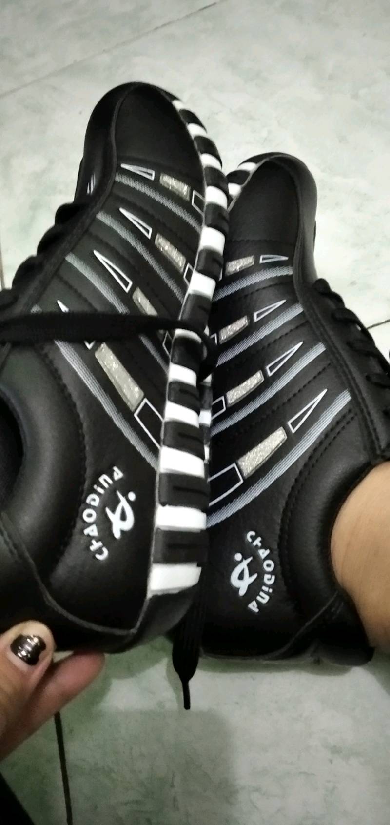 Kano Style Fashion Wanita Pu Striped Leather Casual Lace-up Sneakers