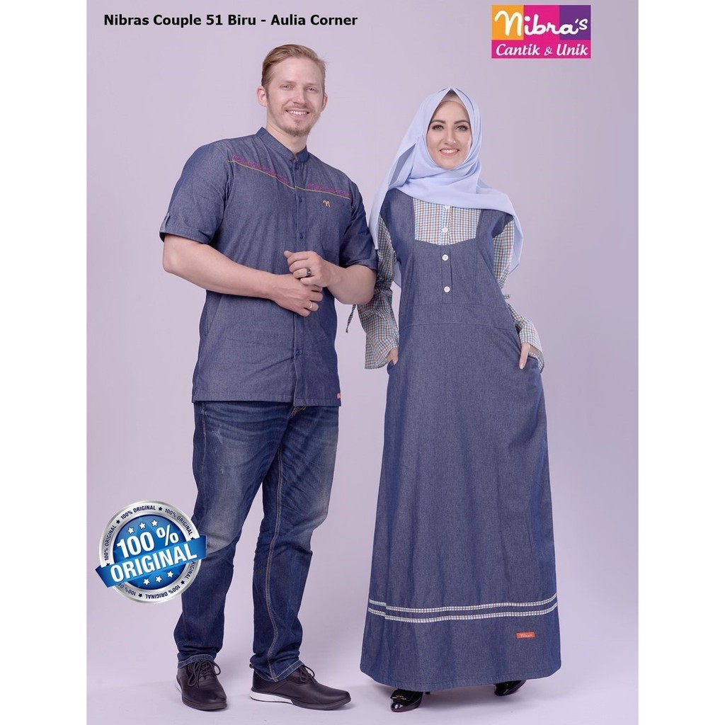 SALE Model Baju Couple Nibras Couple 51 Biru Baju Muslim Sarimbit