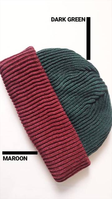 Special Beanie hats series 2 tone,beanie hat 2in1 rajutan, kupluk 12get