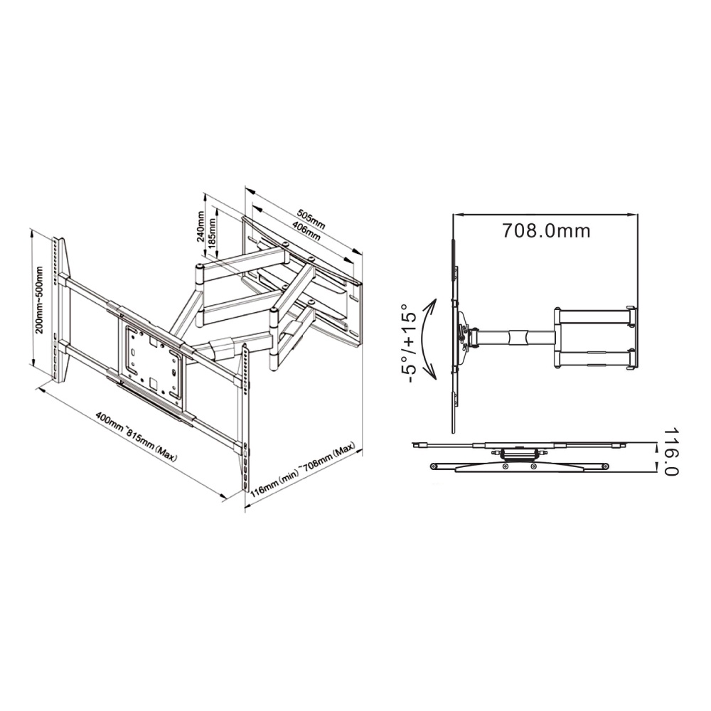 BRACKET TV MONITOR 50&quot;-80&quot; NORTH BAYOU NBSP5 NB SP5 WALL TILT SWIVEL