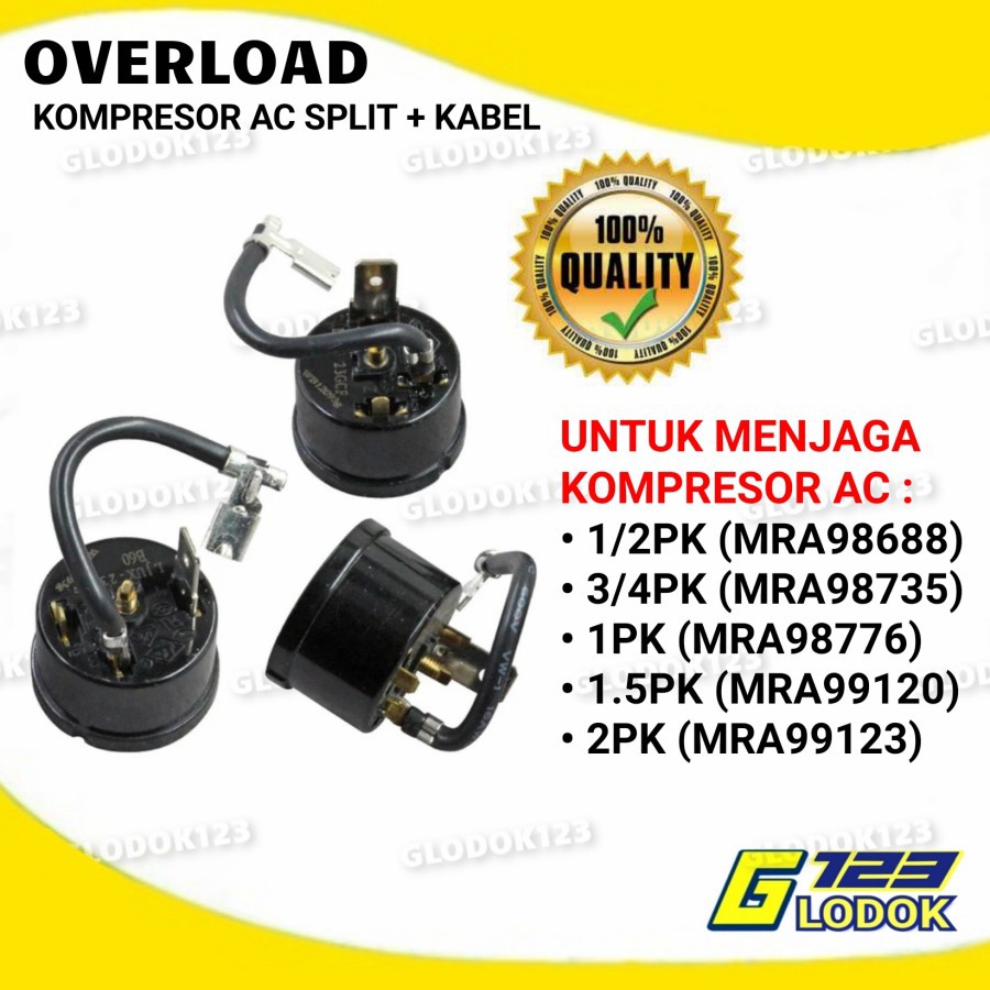 Overload AC Bulat Pelindung Kompresor AC Split 1 1.5 3/4 1/2 2 PK