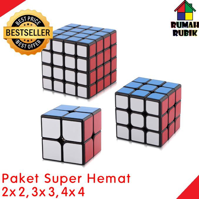PROMO Paket Rubik 2x2 Rubik 3x3 Rubik 4x4 / Rubik Yongjun / Mainan - Hitam SPECIAL