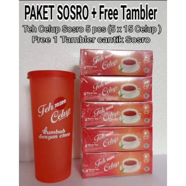 

Paket Teh Botol Celup Sosro 15 Bag isi 5 box - Free Thumbler