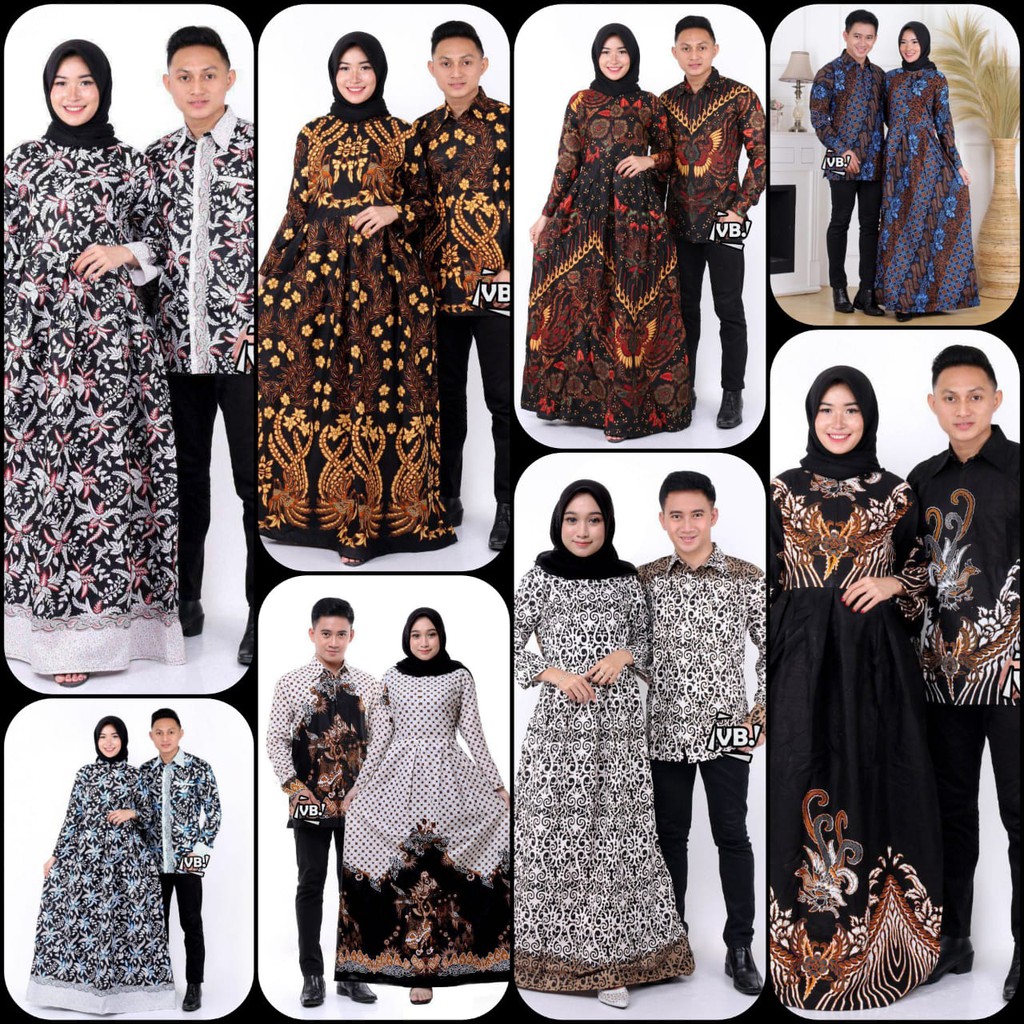 gamis dan kemeja lengan panjang Sania Ruffle Batik Couple ori Ndoro jowi / gamis batik couple murah