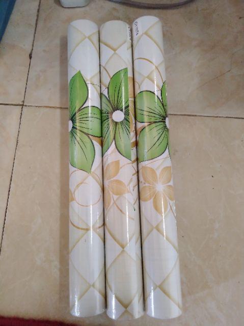 Wallpaper Dinding Bunga Hijau Gold Kotak