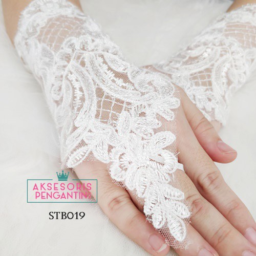 [PALING LARIS] WEDDING GLOVES LACE SARUNG TANGAN PUTIH AKSESORIS PENGANTIN STB019