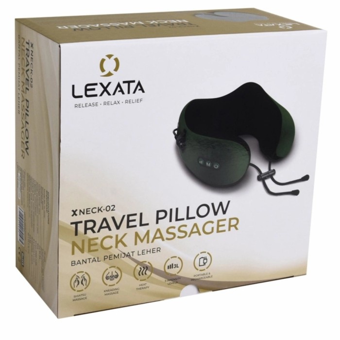 Bantal Leher - Lexata Bantal Pijat Leher - Hijau/Hitam