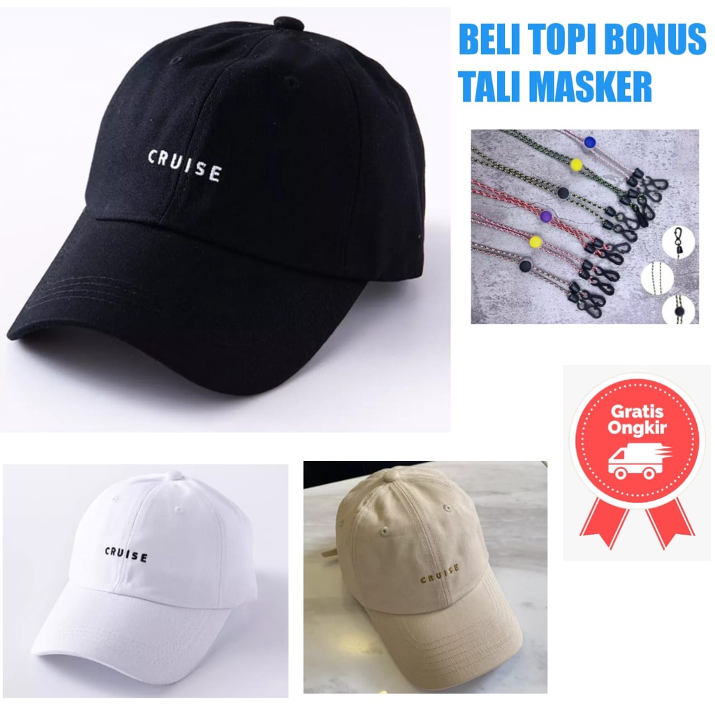Gratis Ongkir Promo Bonus Tali Masker - Topi Casual Distro Pria Wanita Dewasa Model Terbaru Keren Ke