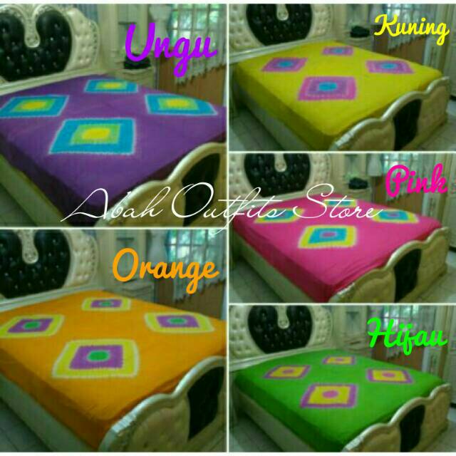 SPREI BATIK TIEDYE UKURAN 120X200 MOTIF BATIK PEKALONGA KUNING UNGU HIJAU ORANGE PINK WARNA WARNI