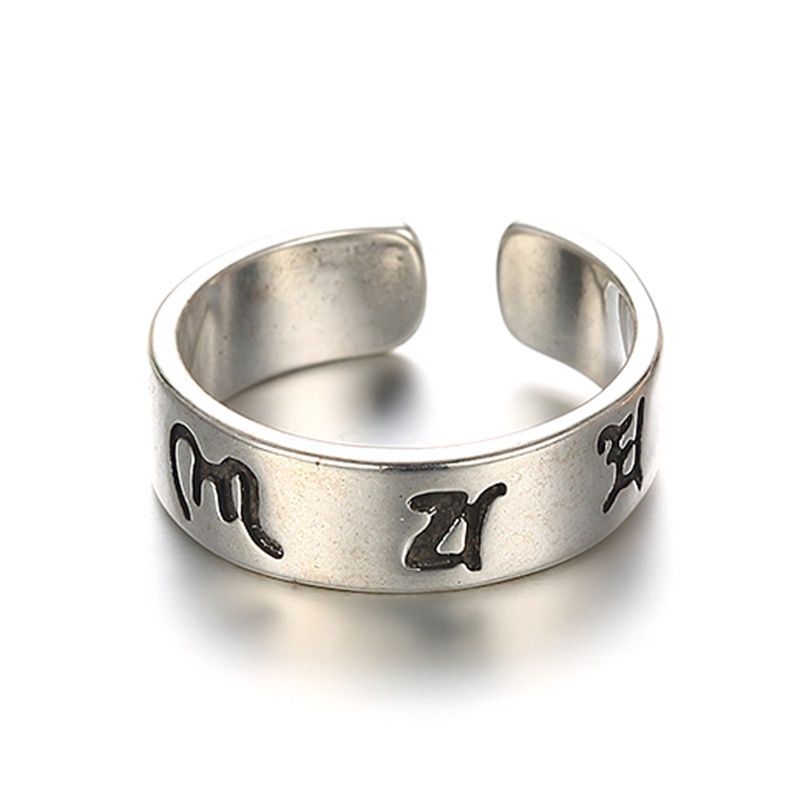 cincin perak 925 asli untuk wanita/Cincin yang Dapat Disesuaikan Perhiasan Retro Sutra Hati