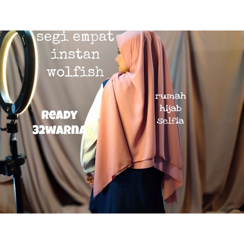 HIJAB SEGIEMPAT INSTAN WOLFISH / JILBAB WOLFISH / KERUDUNG SEGIEMPAT