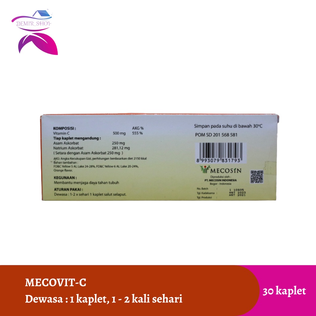 Mecovit C Box Vitamin C 500 mg / Suplemen Daya Tahan Tubuh