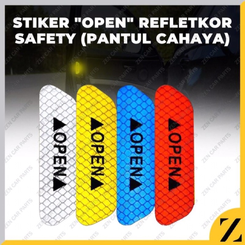 Sticker reflektor pintu mobil OPEN Car Reflective Stiker